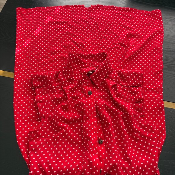 Monteau Los Angeles Button Front Dress Size Small Red & White EUC - Picture 6 of 9